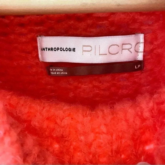 Anthropology Pilcro Zamora Cowl Neck Sweater Sz Large bright coral - Picture 5 of 14